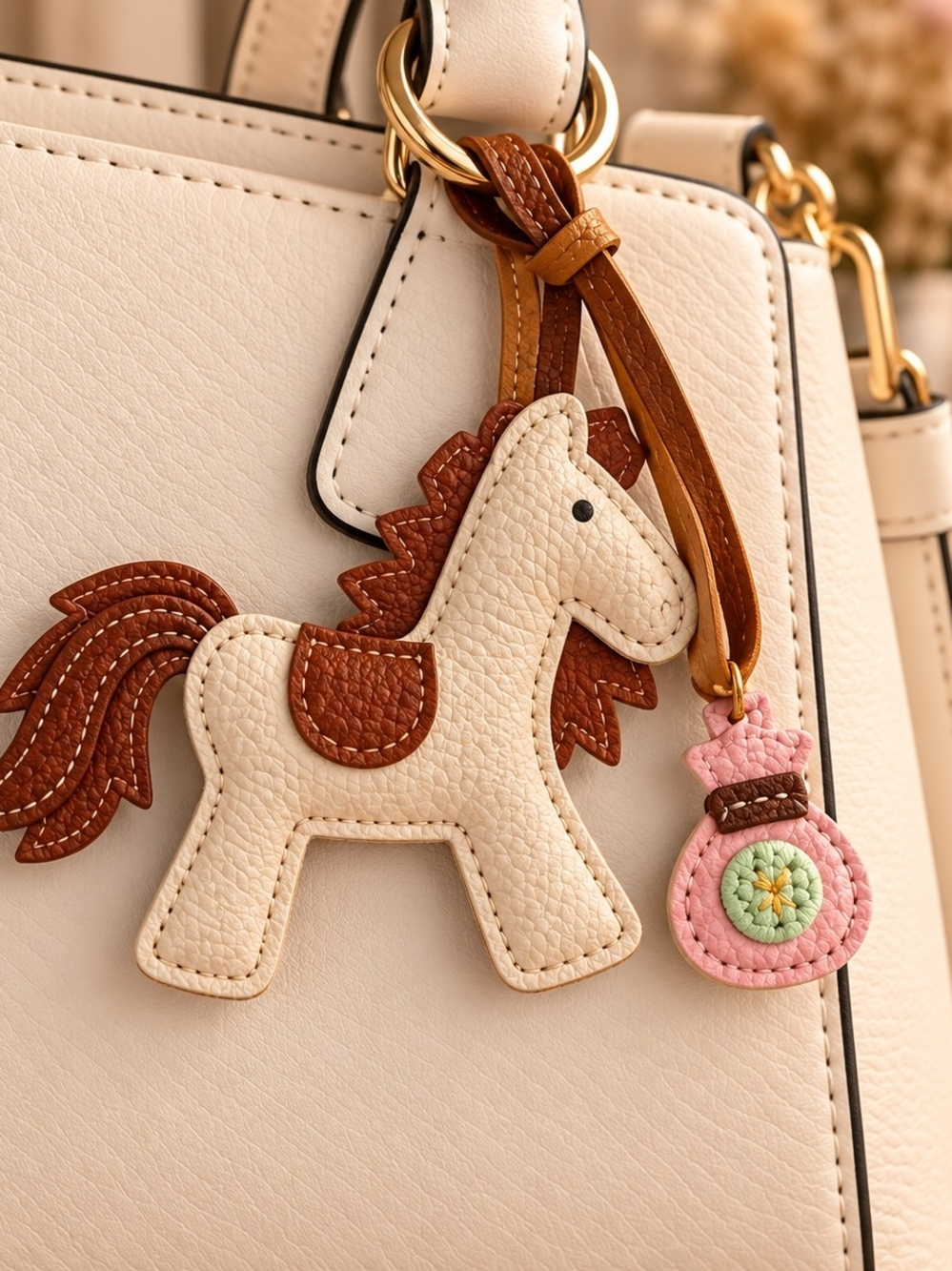 Faux Leather Horse Pony Purse Bag Charm New